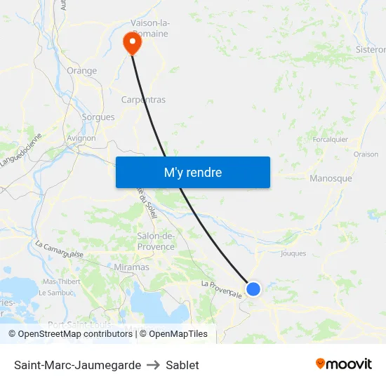Saint-Marc-Jaumegarde to Sablet map