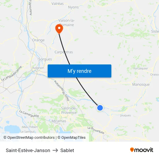 Saint-Estève-Janson to Sablet map
