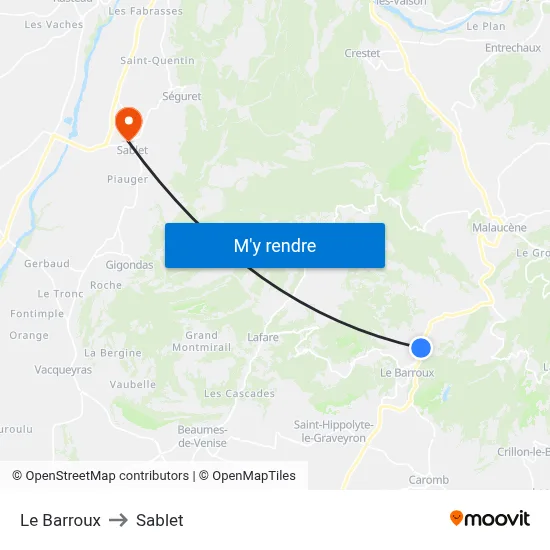 Le Barroux to Sablet map