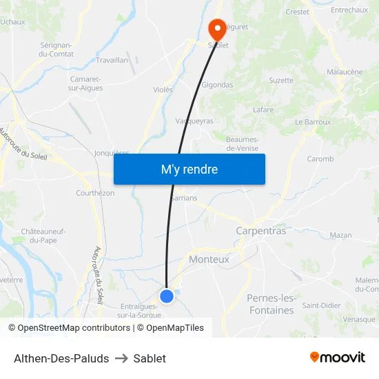 Althen-Des-Paluds to Sablet map