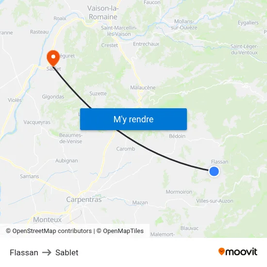 Flassan to Sablet map