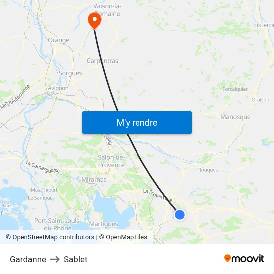 Gardanne to Sablet map