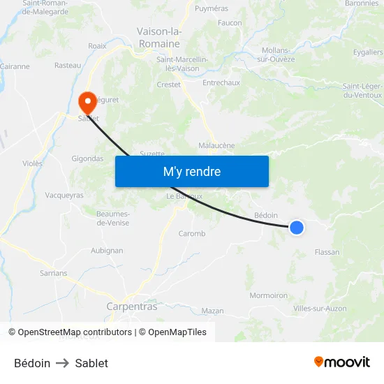 Bédoin to Sablet map