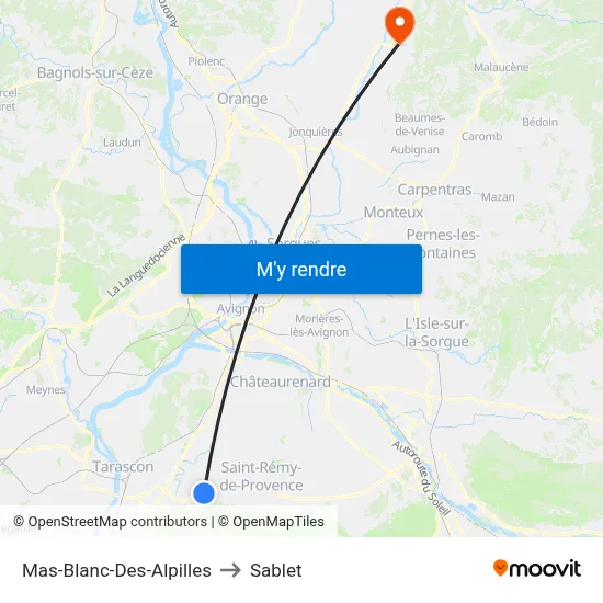 Mas-Blanc-Des-Alpilles to Sablet map