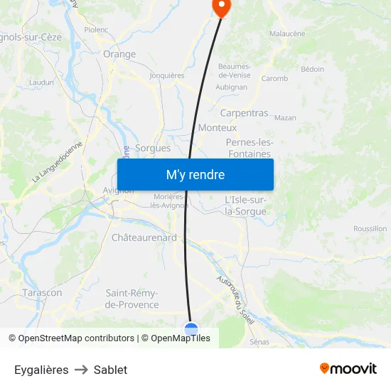 Eygalières to Sablet map