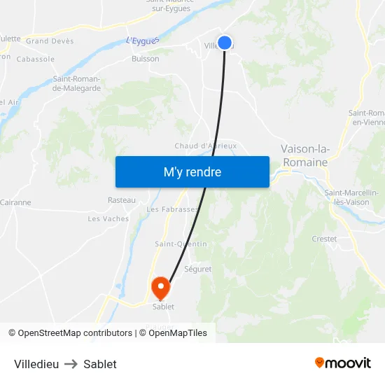 Villedieu to Sablet map