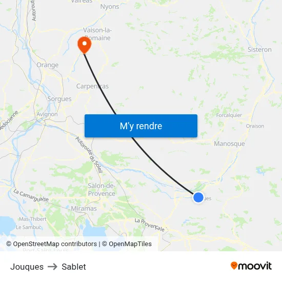 Jouques to Sablet map