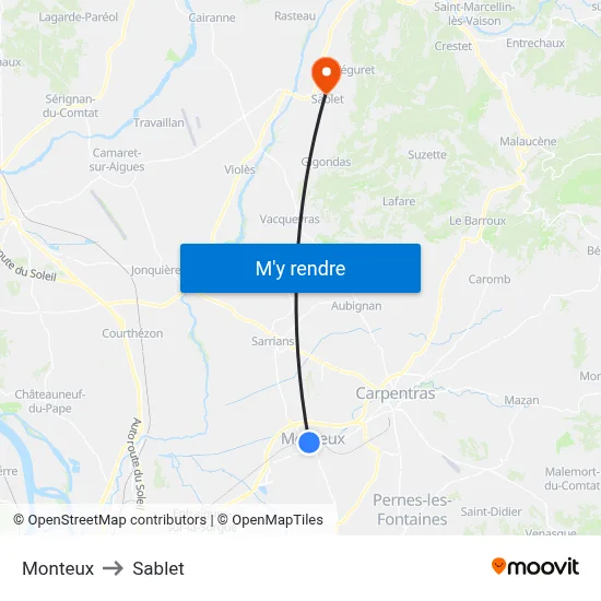 Monteux to Sablet map