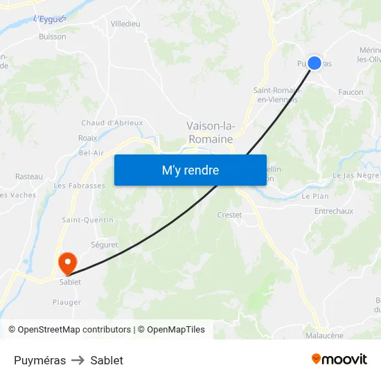 Puyméras to Sablet map