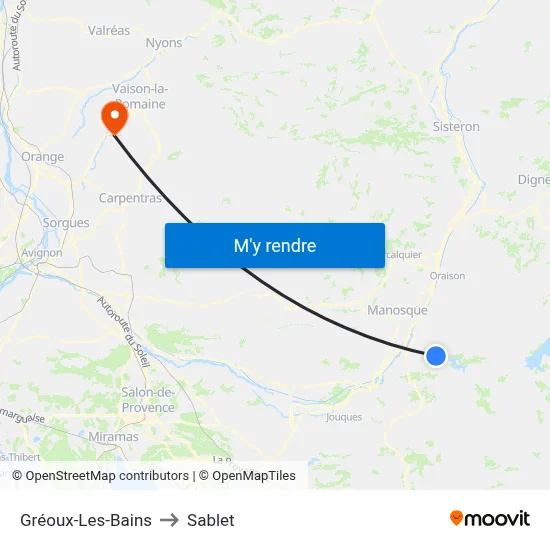 Gréoux-Les-Bains to Sablet map