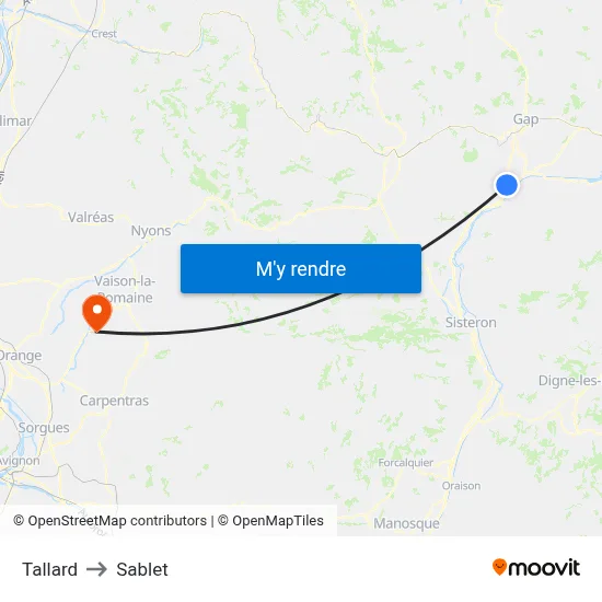 Tallard to Sablet map