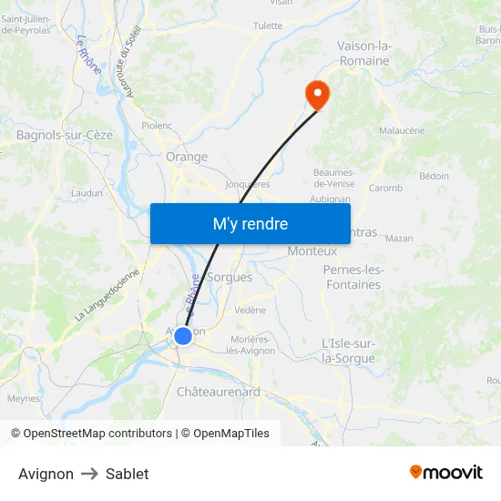 Avignon to Sablet map