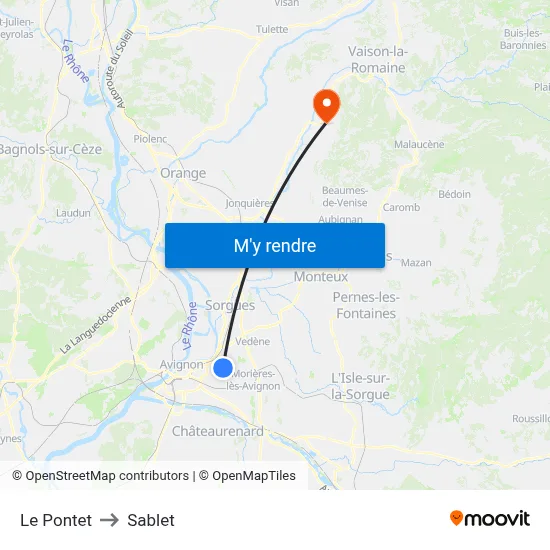 Le Pontet to Sablet map
