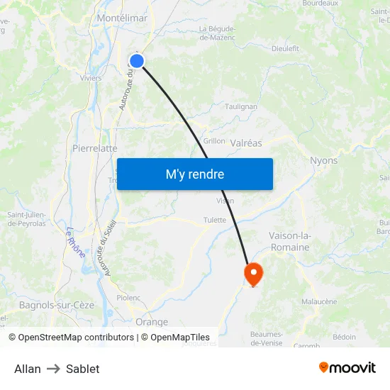 Allan to Sablet map