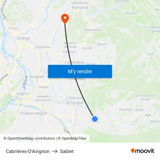 Cabrières-D'Avignon to Sablet map