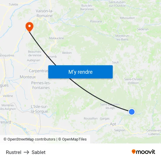 Rustrel to Sablet map