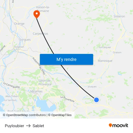 Puyloubier to Sablet map