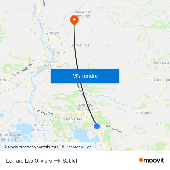 La Fare-Les-Oliviers to Sablet map