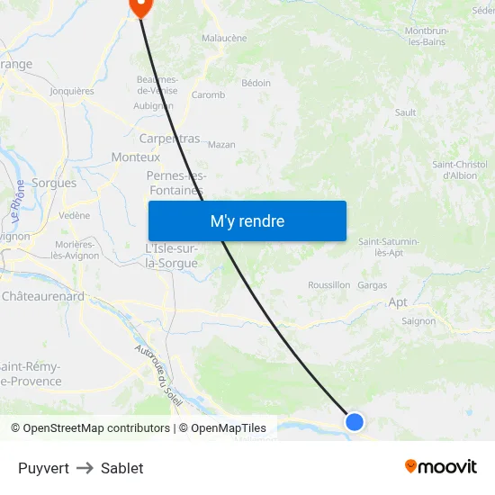 Puyvert to Sablet map