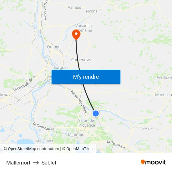 Mallemort to Sablet map