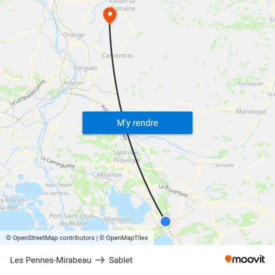 Les Pennes-Mirabeau to Sablet map