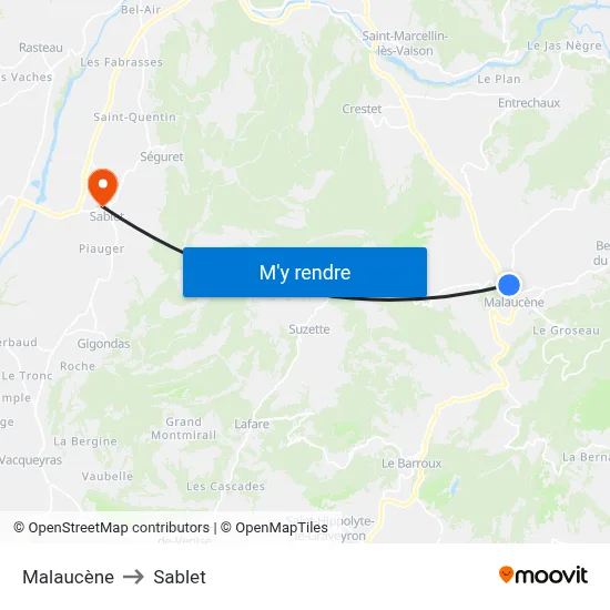 Malaucène to Sablet map