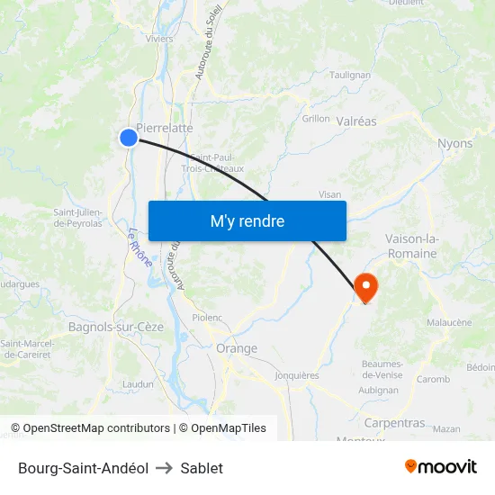 Bourg-Saint-Andéol to Sablet map