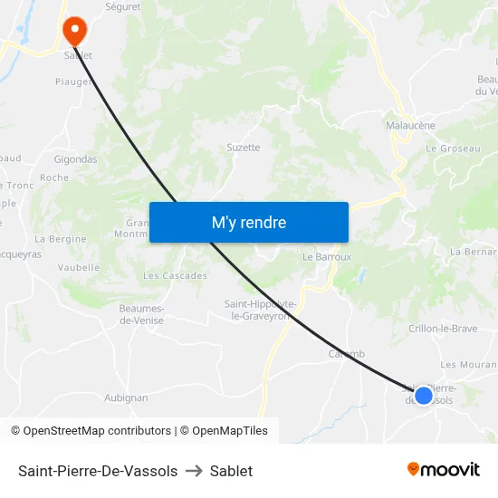 Saint-Pierre-De-Vassols to Sablet map