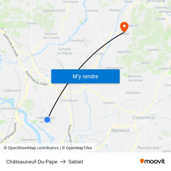 Châteauneuf-Du-Pape to Sablet map