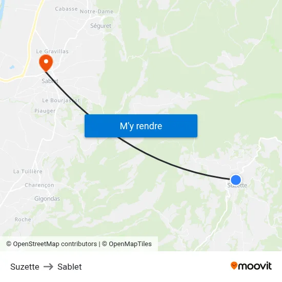 Suzette to Sablet map