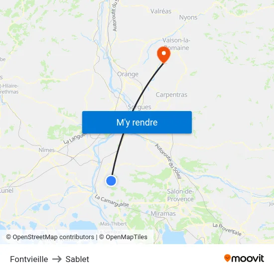 Fontvieille to Sablet map