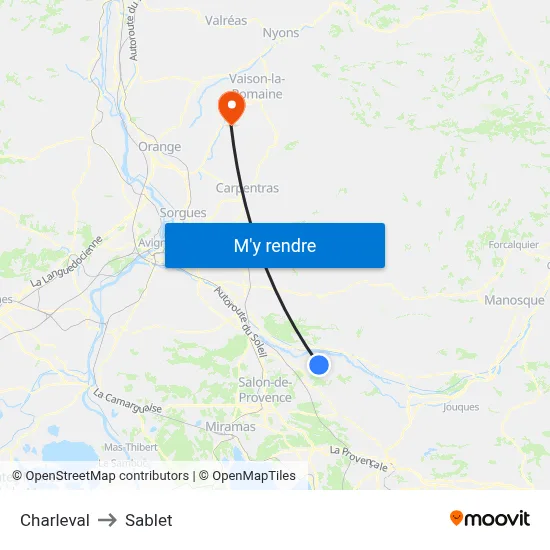 Charleval to Sablet map