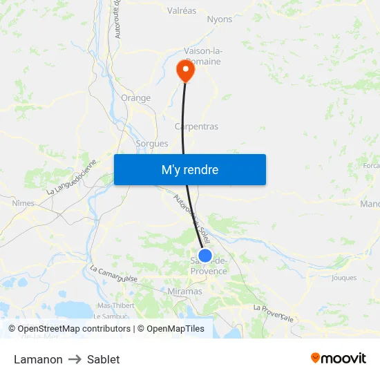 Lamanon to Sablet map