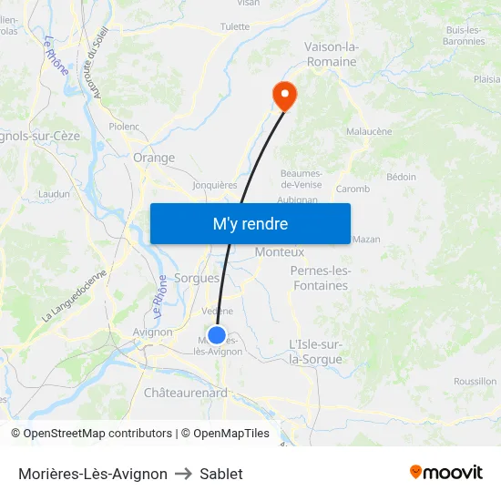 Morières-Lès-Avignon to Sablet map