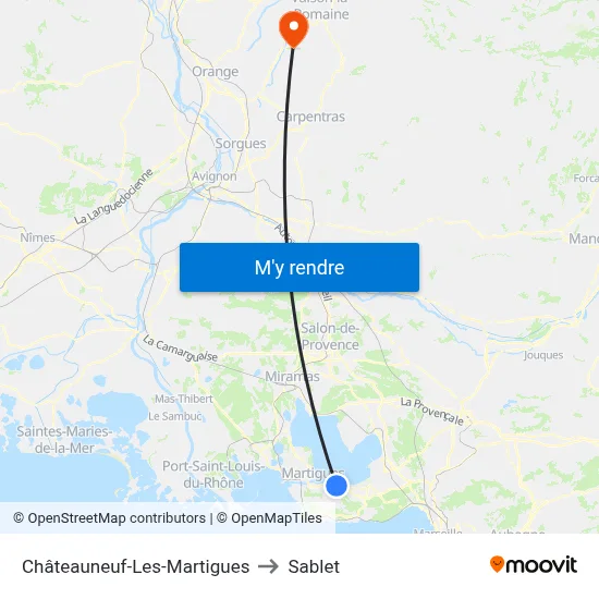 Châteauneuf-Les-Martigues to Sablet map