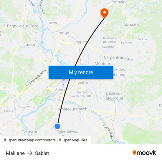 Maillane to Sablet map