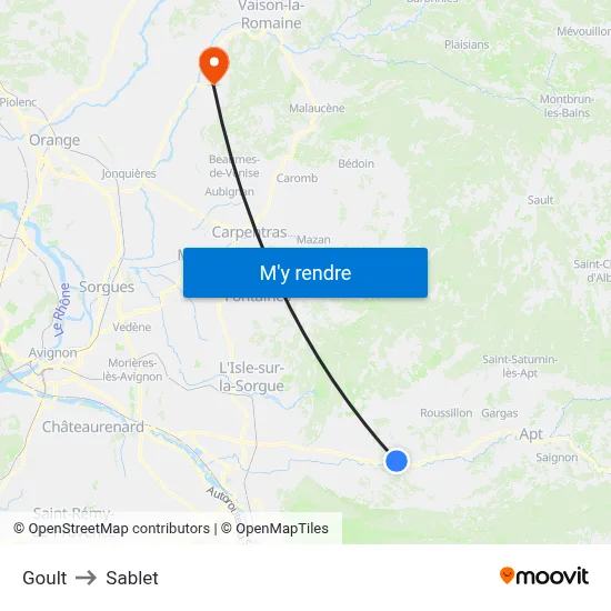 Goult to Sablet map