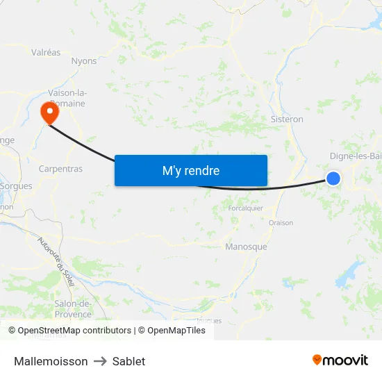 Mallemoisson to Sablet map