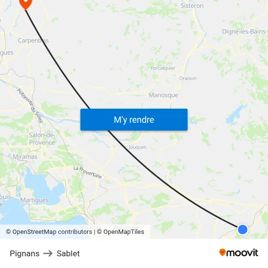 Pignans to Sablet map