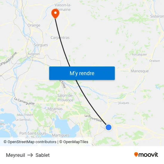 Meyreuil to Sablet map