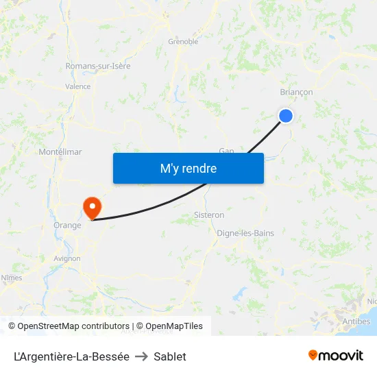L'Argentière-La-Bessée to Sablet map