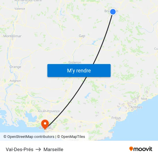 Val-Des-Prés to Marseille map
