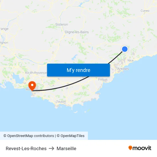 Revest-Les-Roches to Marseille map
