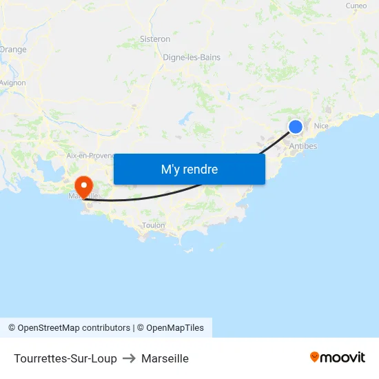 Tourrettes-Sur-Loup to Marseille map