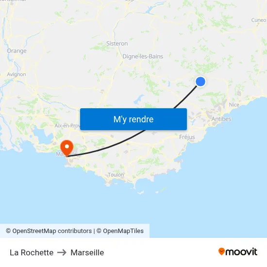 La Rochette to Marseille map