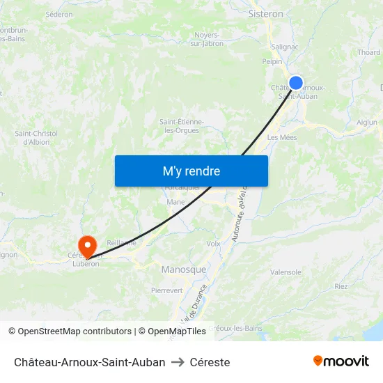 Château-Arnoux-Saint-Auban to Céreste map