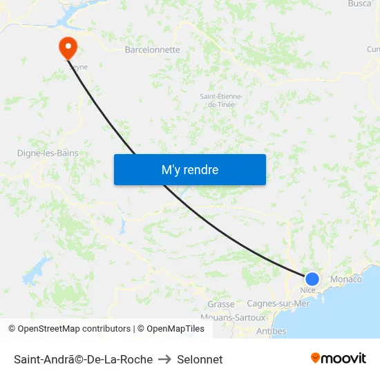 Saint-Andrã©-De-La-Roche to Selonnet map