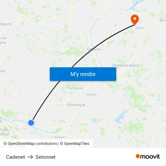 Cadenet to Selonnet map