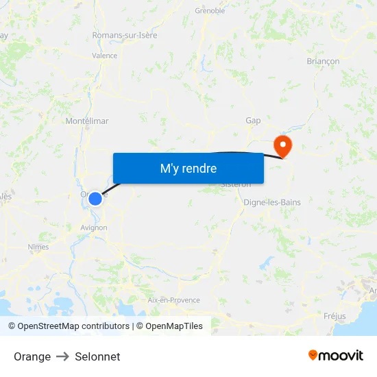 Orange to Selonnet map