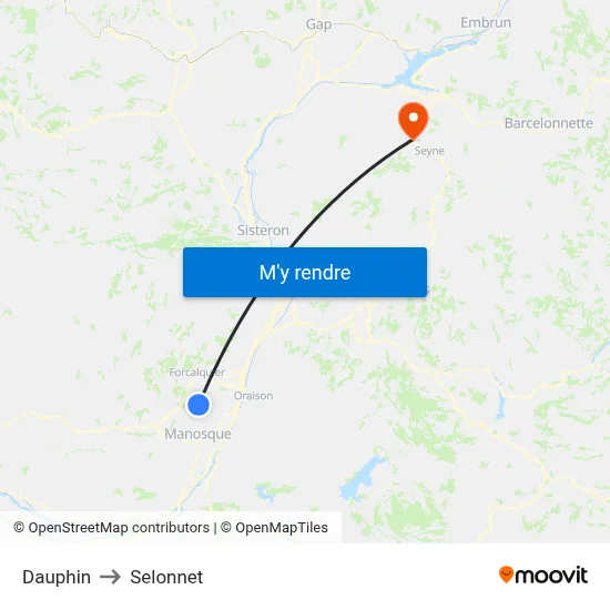 Dauphin to Selonnet map
